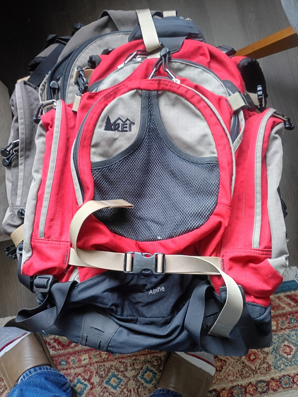REI Red and Gray Men's Daypack - Lightweight Hiking Backpack